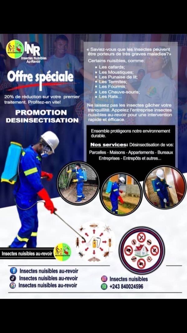 Vous avez mare des insectes nuisibles ? N’hésitez pas contactez-nous au 0840024596 Whatsap